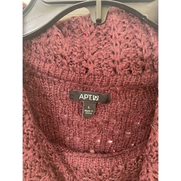 Apt 9 women's sweater size L oversize burgundy red sparkly threads throughout - Picture 4 of 8